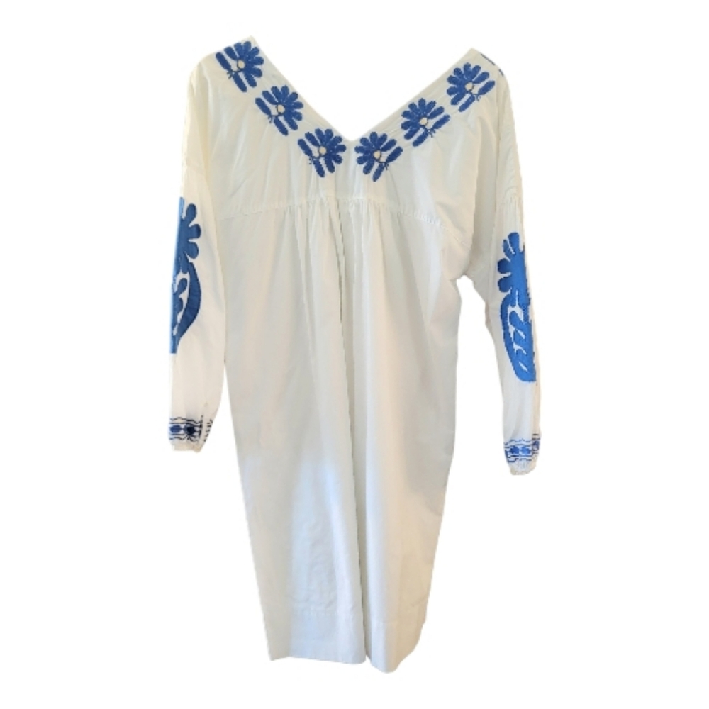 Madewell White and Blue Embroidered Bianca Dress - Size M - Picture 3 of 6
